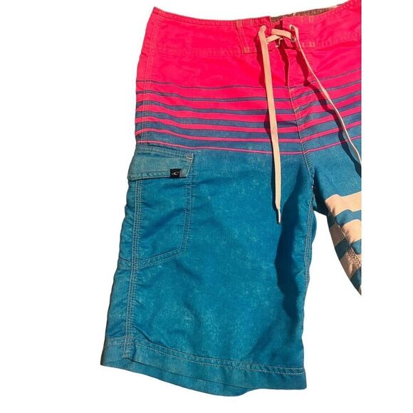 O Neill Boardshorts Mens 28 Blue Pink Swim Trunks Bathing Suit Surf Beach - Picture 2 of 7